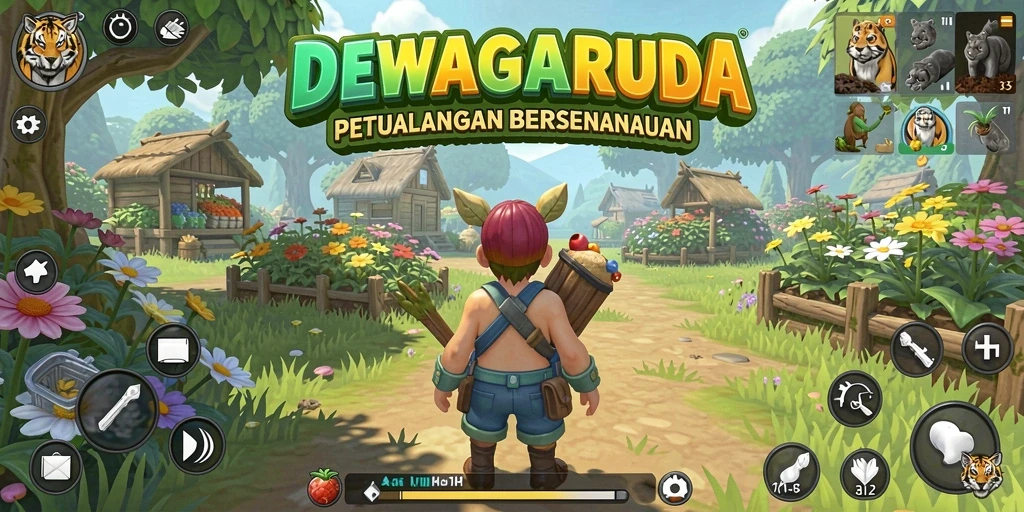 Tampilan gameplay yang menarik saat berkebun di DEWAGARUDA.