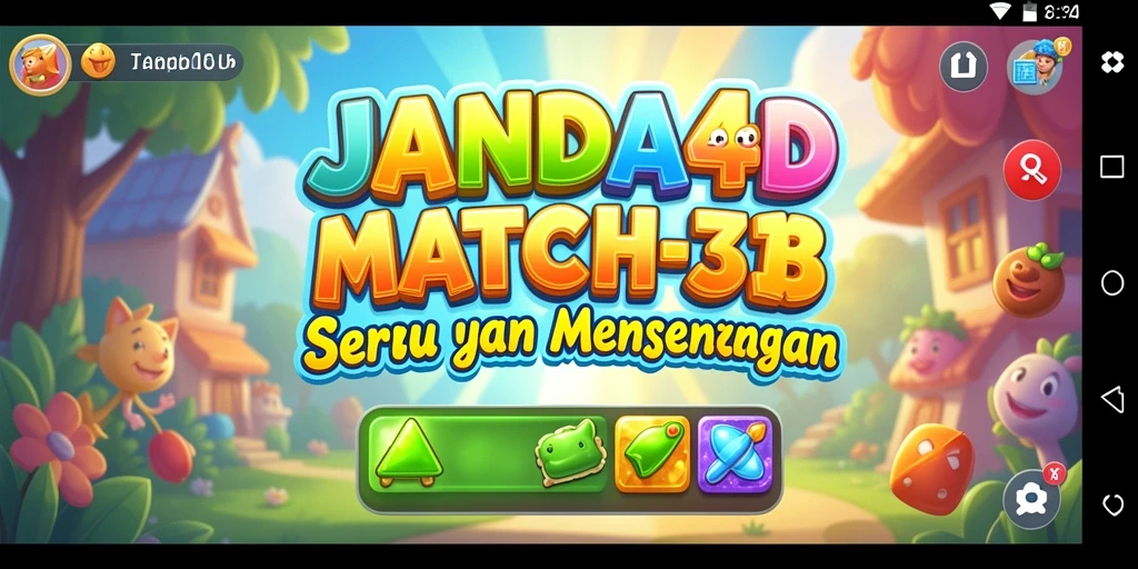 Tangkapan layar utama JANDA4D menunjukkan gameplay Match-3 yang menarik.