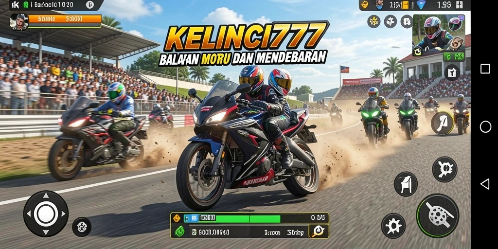 Screenshot gameplay KELINCI777 yang menunjukkan balapan motor mendebarkan.