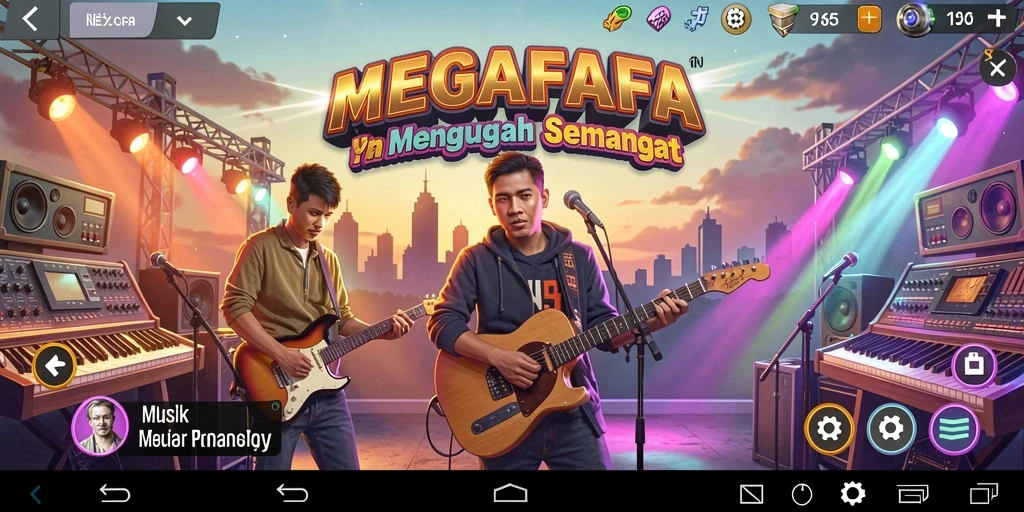 Tampilan gameplay MEGAFAFA yang seru dan interaktif dengan berbagai lagu.