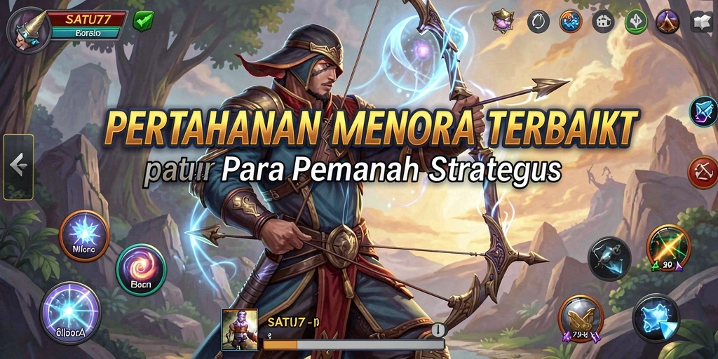 Screenshot SATU77 menampilkan menara dan musuh dalam aksi.